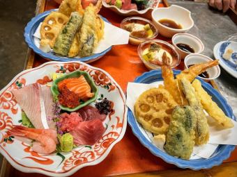 Sashimi tempura set