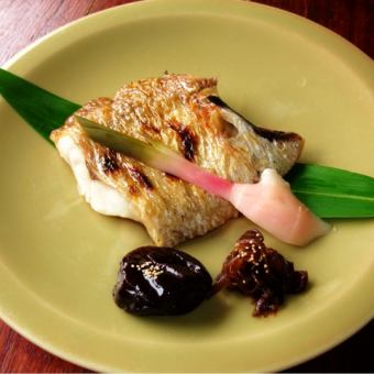 Grilled rosy seabass with salt
