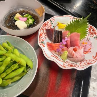 ちょっと贅沢に…豪華お刺身盛り、くじら汁、うなぎ蒲焼、生食かき入り、夏のコース 7,500円