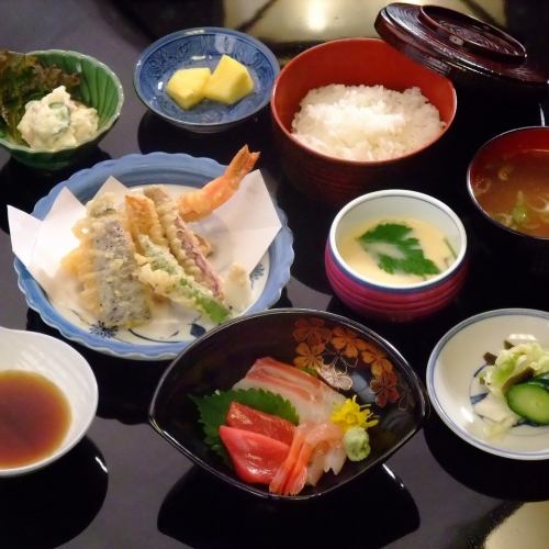 ◯Special sashimi and tempura set