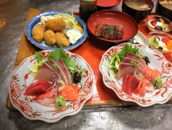 Sashimi and grilled eel set meal