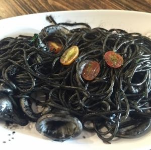 Squid ink with plenty of seafood