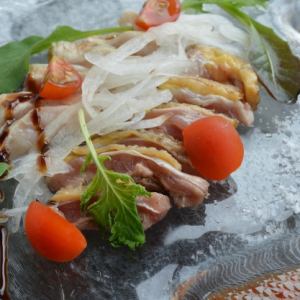 Local chicken sashimi prepared in-store