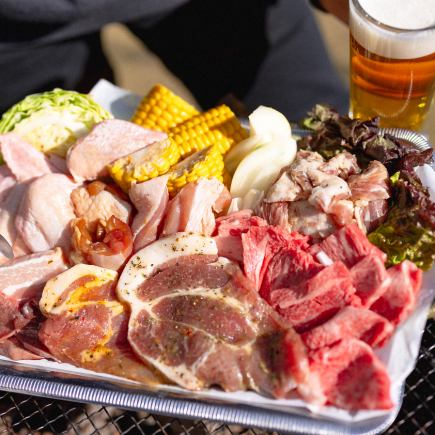 [Luxurious self-serve BBQ course on the terrace] A very satisfying BBQ with Japanese black beef and seafood! 2.5 hours of all-you-can-drink included 6,000 yen