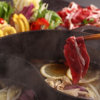 エゾシカ肉のしゃぶしゃぶ付き宴会コース全6品