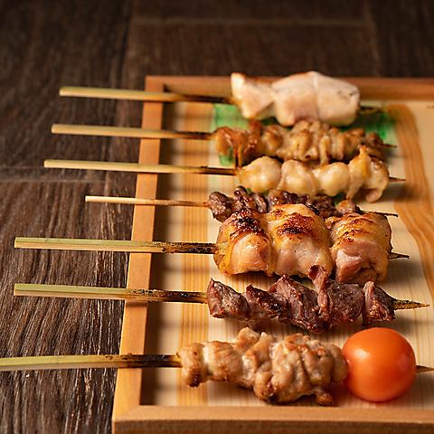 Assorted grilled skewers of Satsuma chicken