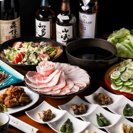 [Premium course] Premium pork shabu-shabu with sudachi and a large selection of fresh fish {9 dishes total/3 hours all-you-can-drink} 6,000 yen ⇒ 5,000 yen