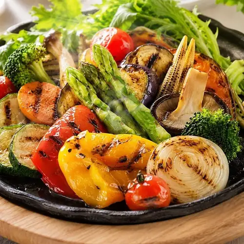 Grilled fresh vegetables picked that morning