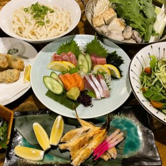 [Enjoyment Course] Oyster miso hotpot, charcoal grilled small puffer fish, etc.! 120 minutes premium all-you-can-drink included 6,000 yen (tax included)