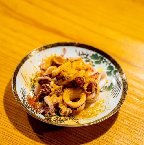 ヤリイカカラスミバター炒め