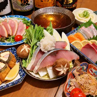 【忘新年会に】冬の旬彩コース◆刺身5種・寒ブリ鍋・豚ロース+120分飲放 5,500円