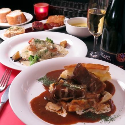 [Christmas dinner course] 7 dishes including monkfish liver stewed in red wine and beef shank stew pie for 6,500 yen (tax included)