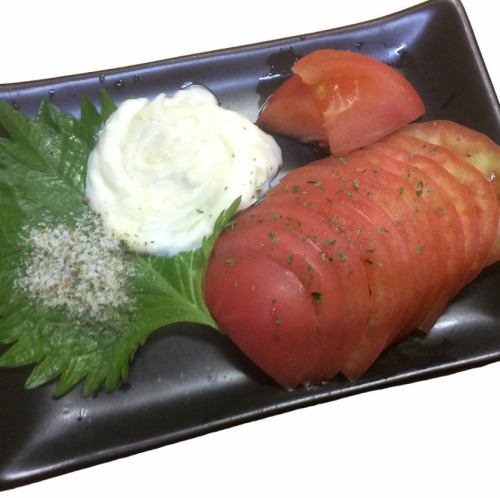 Chilled tomato (with wasabi mayo)
