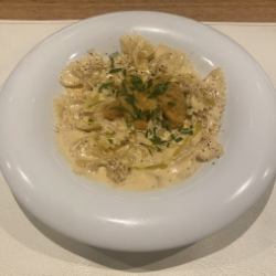 Carbonara farfalle with Iwate Prefecture's northern sea urchin and sea urchin soy sauce