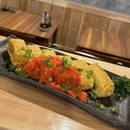 Homemade rolled omelet with mentaiko