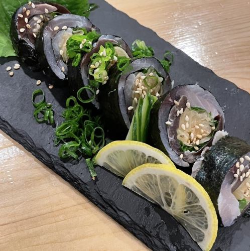 Today's fish and pickled ginger rolled with shiso leaves