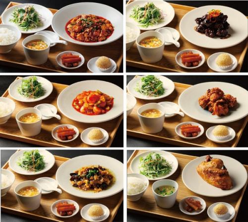 マーボー豆腐/エビチリ/きくらげと豚肉の卵炒め/黒酢酢豚/特製唐揚げ/特製半身揚げ 定食各