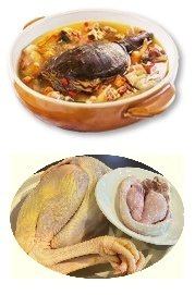 野生スッポンと親鳥のスープ/野生鹿の宝と小樽地鶏のスープ　各