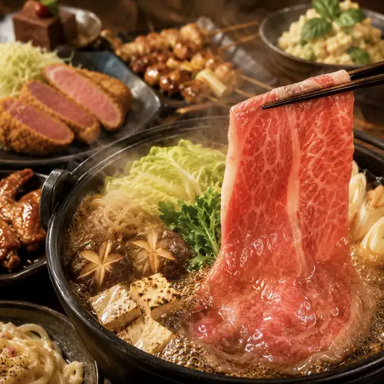 【3時間◆しゃぶすき食べ飲み放題♪】厳選和牛しゃぶしゃぶ/すき焼を楽しむ『桜-sakura-コース』