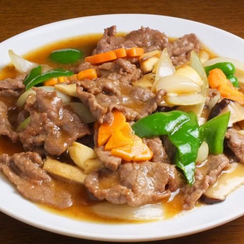 Stir-fried sliced beef with oyster sauce