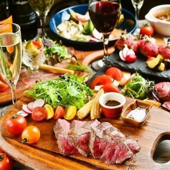 【個室確約】人気NO１!飛騨牛をご堪能♪ステーキ＆肉寿司　飲み放付120分コース　5800円⇒5000円