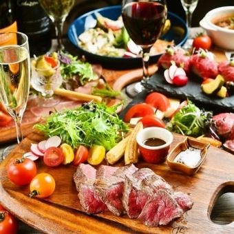 【個室確約】人気NO１!飛騨牛をご堪能♪ステーキ＆肉寿司　飲み放付120分コース　5800円⇒5000円