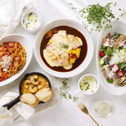 【3名様向けプレミアムセット】スープ&ドリンクバー付★料理4品 お一人様あたり2,079円(税込)～