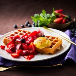 バターミルクアメリカンワッフル ベリーキャラメルカスタード