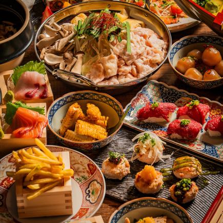 【雅コース】豪華海鮮なだれに和牛手毬寿司！!3H飲み放題付全9品4500円⇒3500円