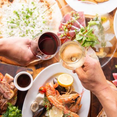 【4月5月6月平日限定】蒸気屋特別プラン2時間飲み放題付き全10品　4,950円→3,800円(税込)