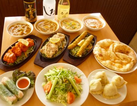 4 people ~ [120 minutes all-you-can-eat and drink 3300 yen] All shish kebab and curry included ☆