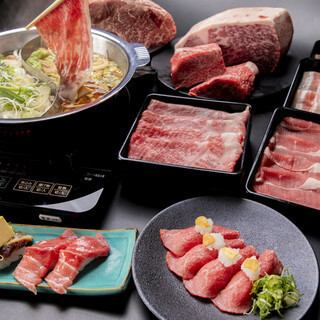 [Luxury Course] All-you-can-eat specially selected Japanese black beef shabu-shabu, meat sushi, premium nigiri sushi, and more!