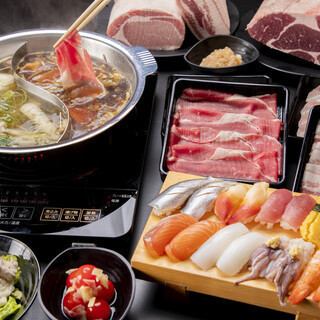 [Aoniyoshi Course] All-you-can-eat barley beef shabu-shabu, sushi, and other dishes!