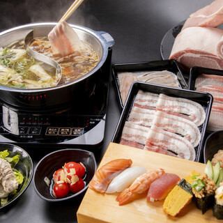 [Easy Course] Sushi/Pork and Chicken Shabu-Shabu/All-you-can-eat food!