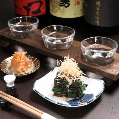 日本酒3種と小鉢セット