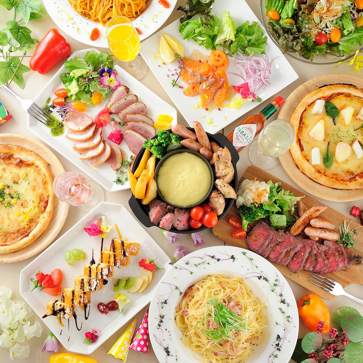 3H食べ飲み放題付コース3480円/2H食べ飲み放題付コース2780円