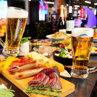 【日～木限定♪ビアホールプラン】人気の窓側席確定♪全180品2H食べ飲み放題付★3500円(税込)
