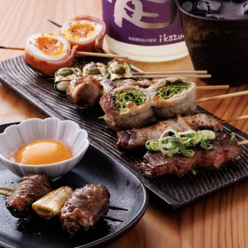 【絶品】約30種類のラインナップ★種類豊富な焼鳥1本180円(税込)~、自慢の巻串220円(税込)~