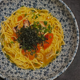 たことトマトの和風ペペロンチーニ