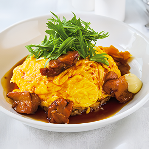 炭焼きチキンの照り焼きソースオムライス