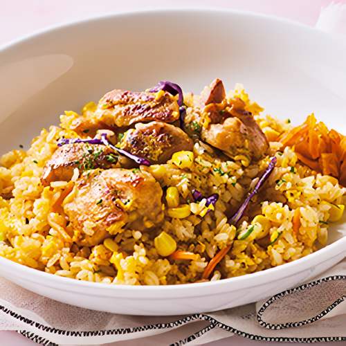 炭焼きチキンのガーリックバターピラフ