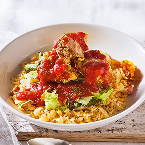 から揚げのチリトマピラフ