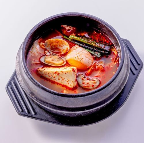 Delicious and spicy sundubu jjigae
