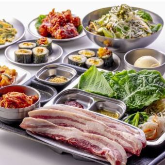 Ultimate domestic brand pork samgyeopsal course 3,480 yen + 1,480 yen all-you-can-drink option available