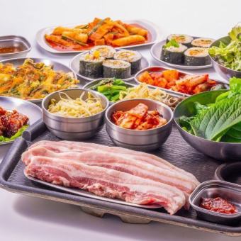 究極の国産ブランド豚サムギョプサルコース3,680円＋1480円or+1980円飲放題追加可