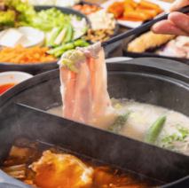 韓国しゃぶしゃぶ食べ放題♪5種類から選べるスープと30種以上の野菜や韓国料理、デザートとドリンク付