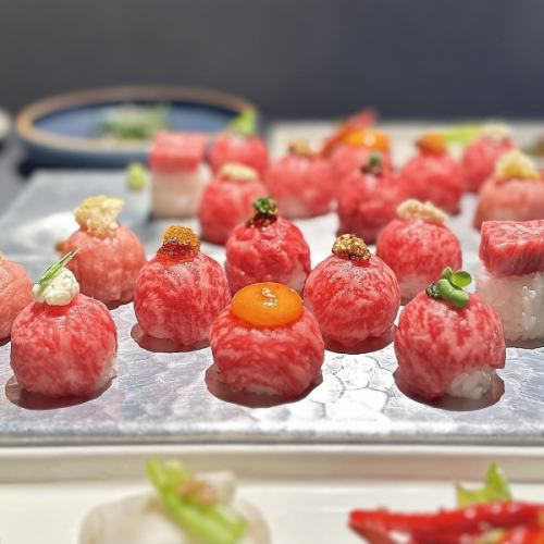 Kuroge Wagyu beef ball sushi