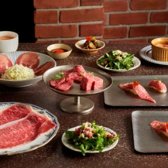 Kyoto Yakiniku enen's popular creative yakiniku course where you can enjoy Kuroge Wagyu beef