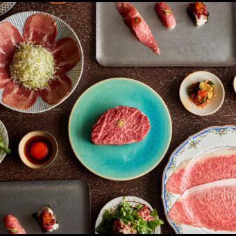 [Wagyu beef and seasonal flavors] The creative yakiniku Rich course "Rich Wagyu Course" uses the finest sirloin steaks.