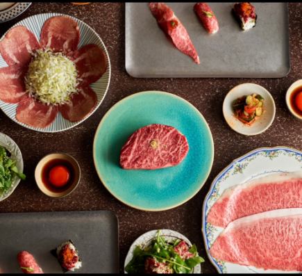 [Wagyu beef and seasonal flavors] The creative yakiniku Rich course "Rich Wagyu Course" uses the finest sirloin steaks.